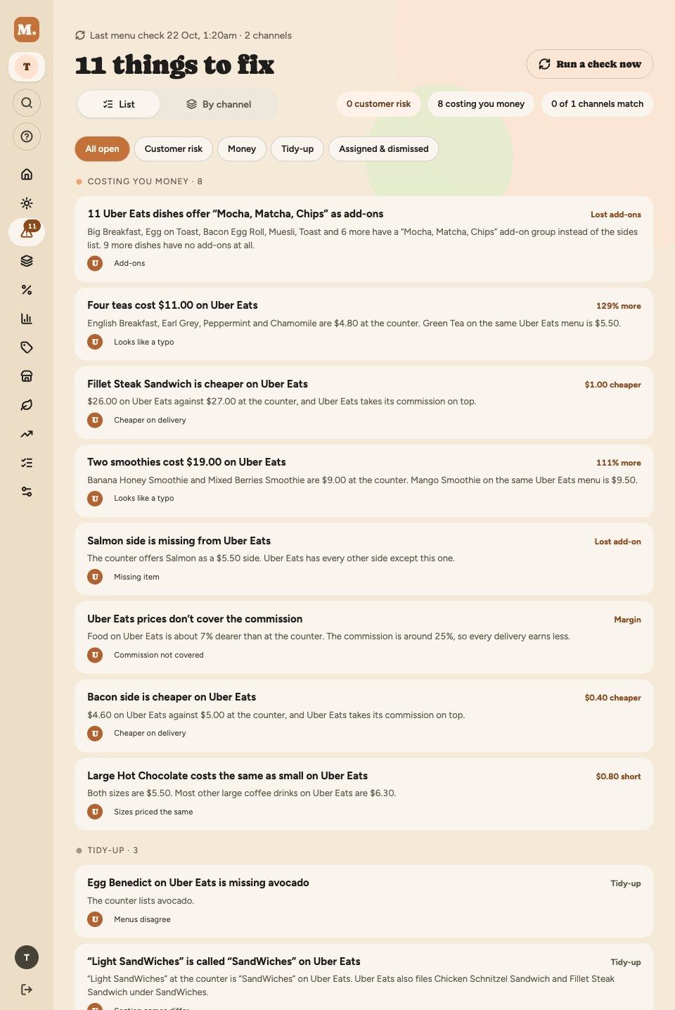 MyMise problems list on a tablet.
