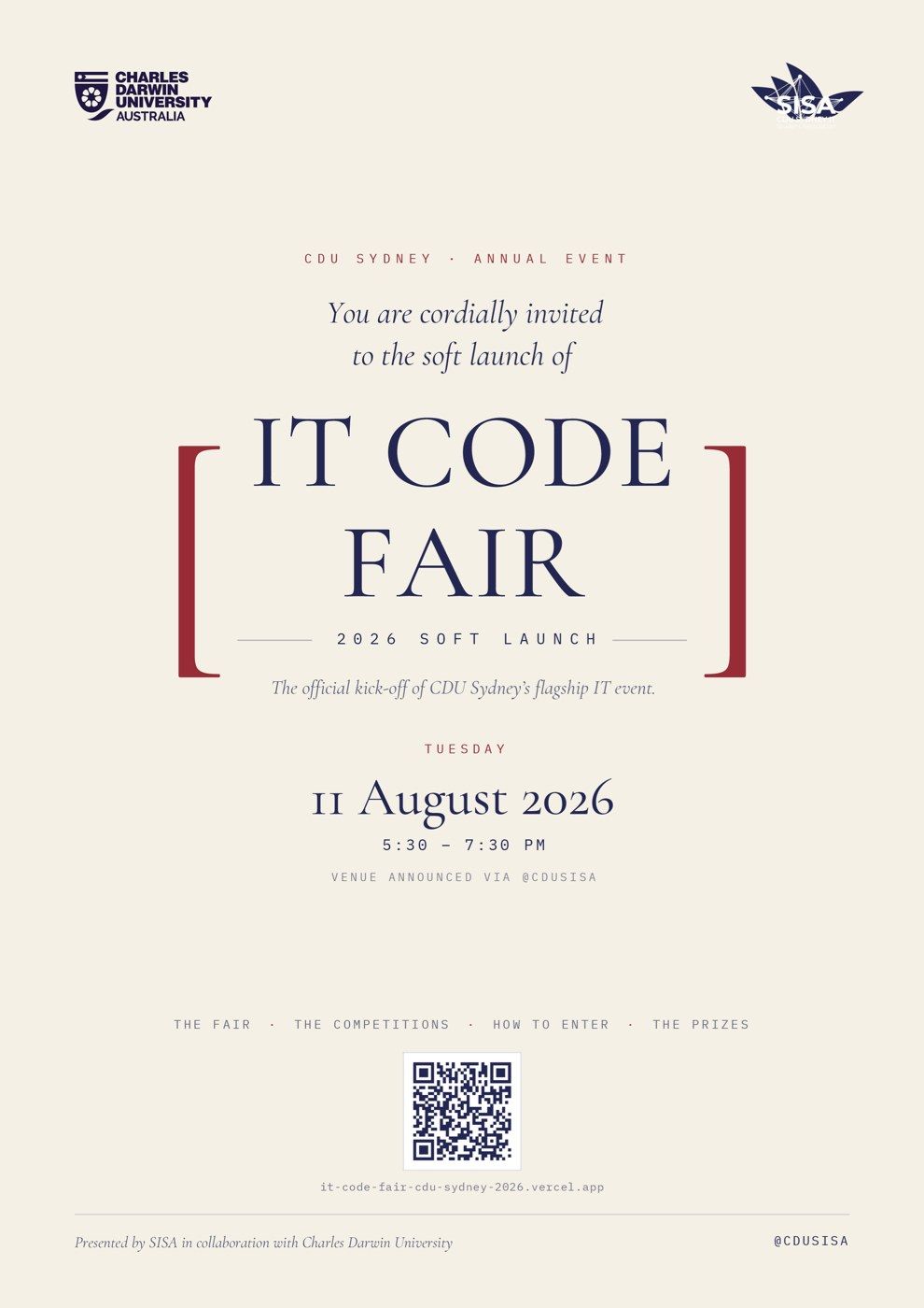 IT Code Fair soft-launch poster, version 1: The quiet one · shipped.